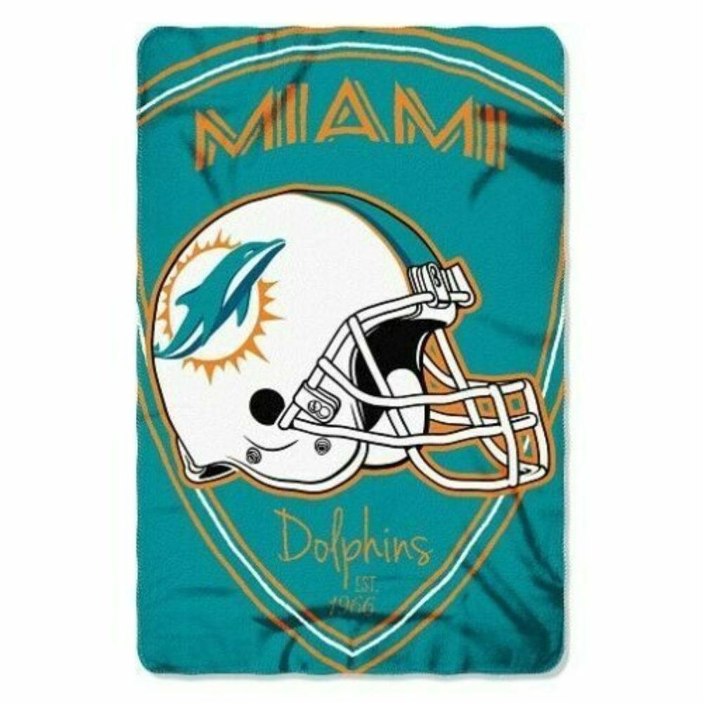 Miami Dolphins 40x60 Fleece Throw Blanket Lightweight SHIELD Style Football NWT